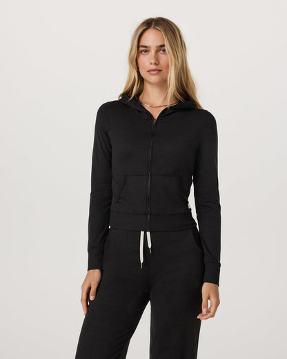 Halo Mini Full Zip Hoodie Black Heather - Vuori