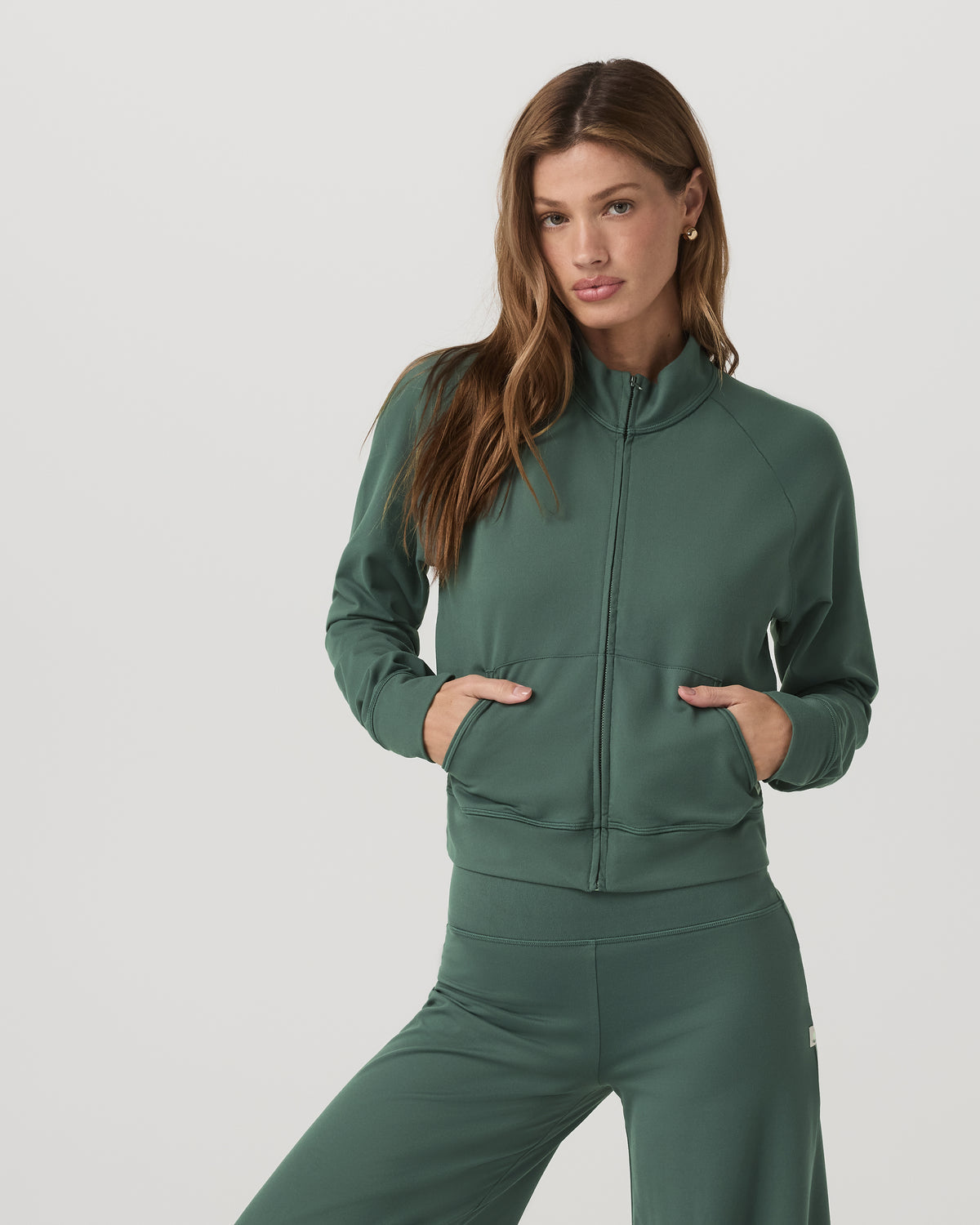 Halo Mini Track Jacket Women's Agate Green Cropped Zip-Up - Vuori