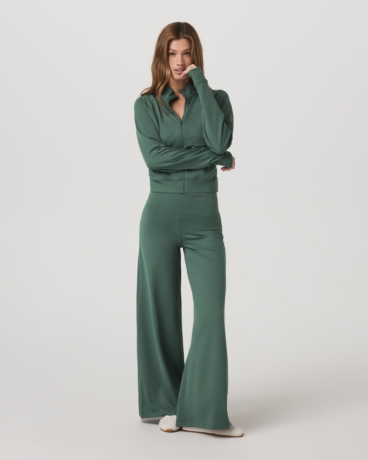 Halo Mini Track Jacket Women's Agate Green Cropped Zip-Up - Vuori