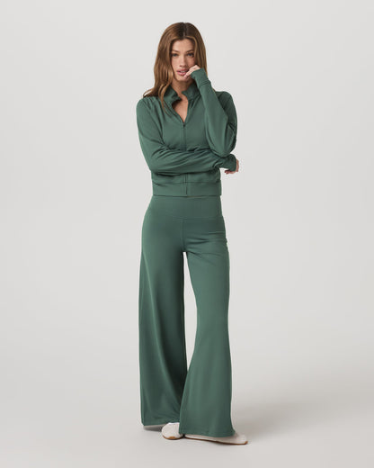 Halo Mini Track Jacket Women's Agate Green Cropped Zip-Up - Vuori