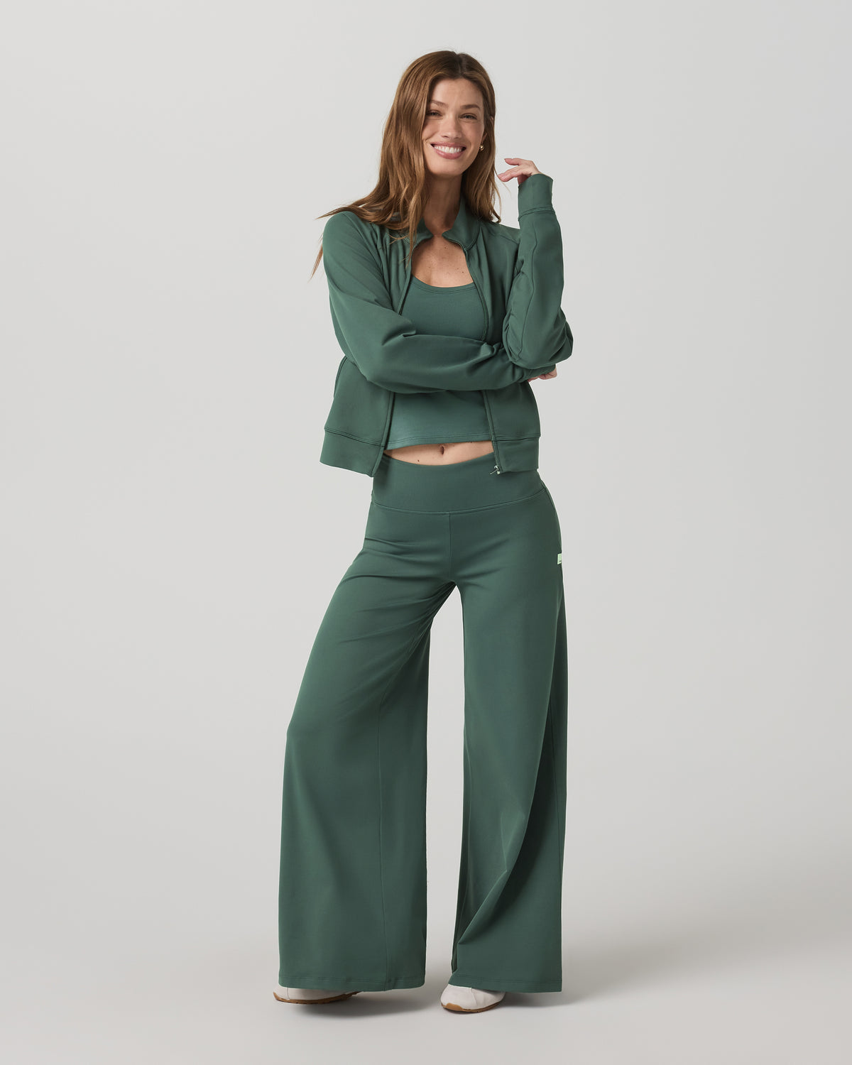Halo Mini Track Jacket Women's Agate Green Cropped Zip-Up - Vuori