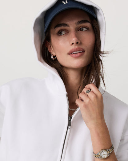 Restore Mini Full Zip Hoodie Women's White Jacket - Vuori