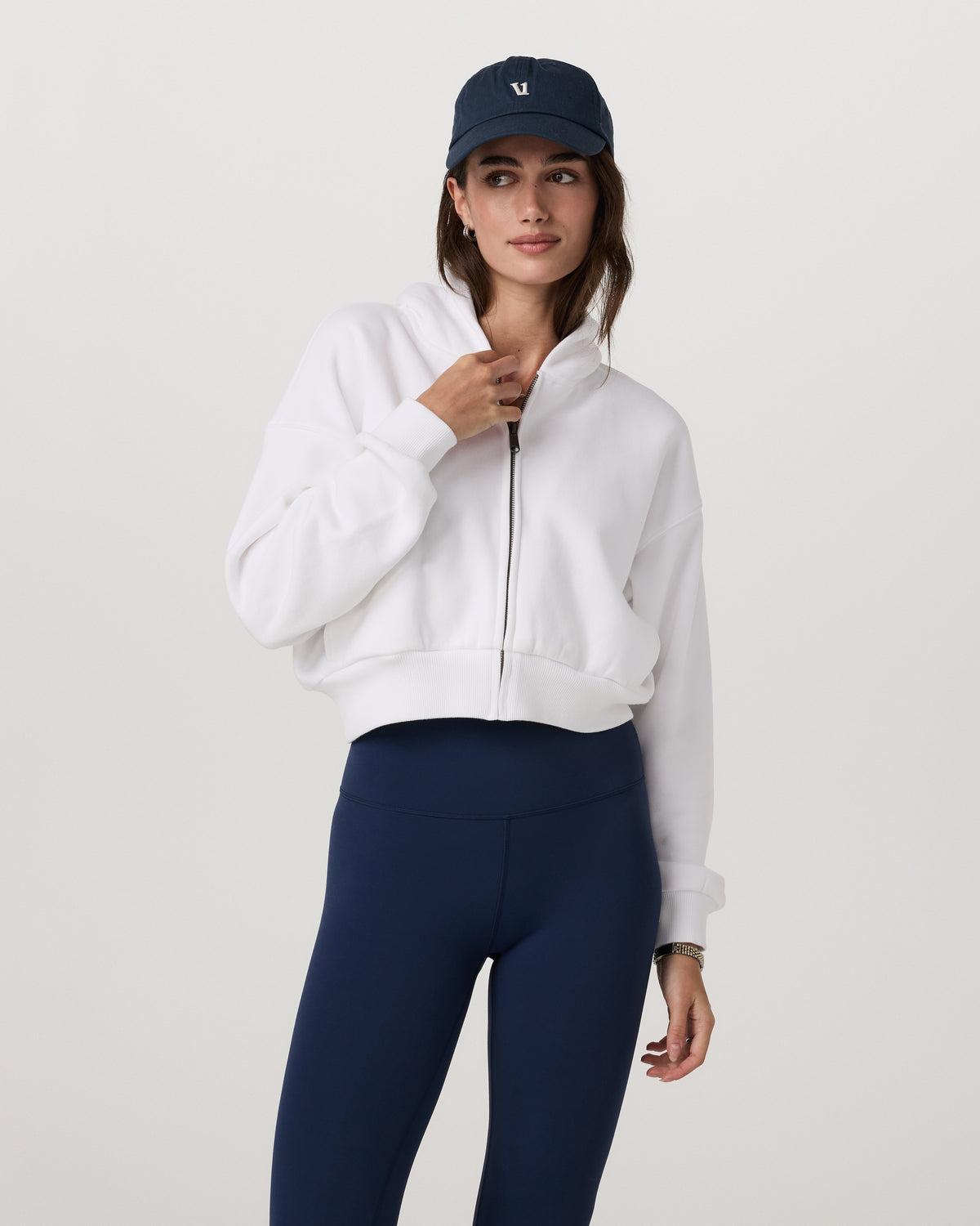 Restore Mini Full Zip Hoodie Women's White Jacket - Vuori