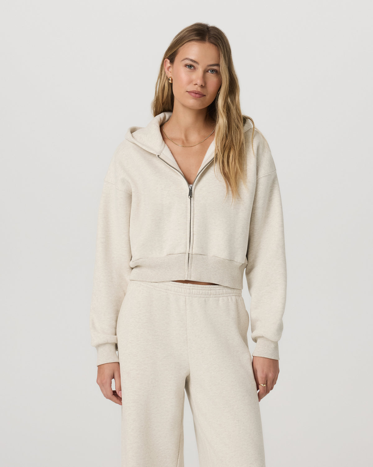 Restore Mini Full Zip Hoodie Bone Heather Jacket - Vuori