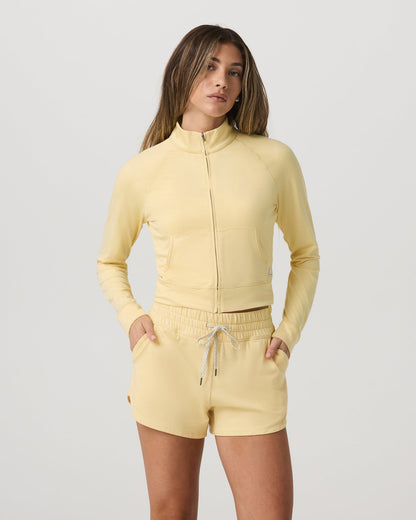 Halo Mini Track Jacket Lemon Snap Heather Cropped Zip-Up - Vuori