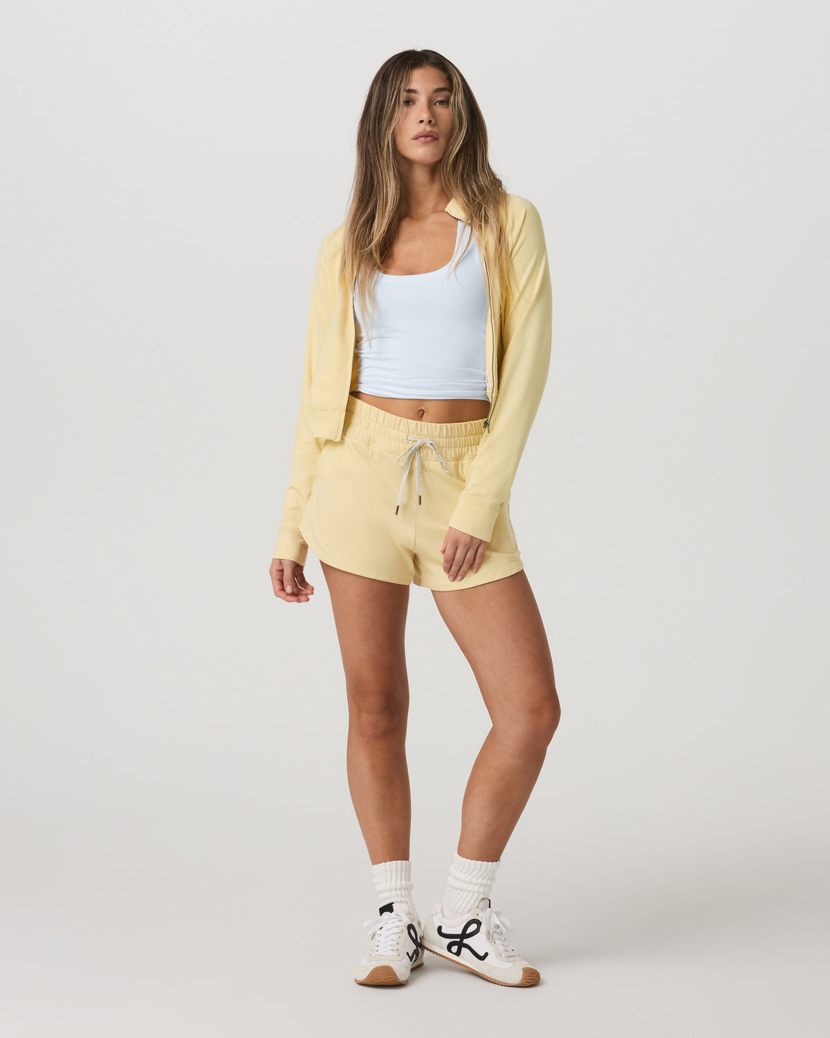 Halo Mini Track Jacket Lemon Snap Heather Cropped Zip-Up - Vuori