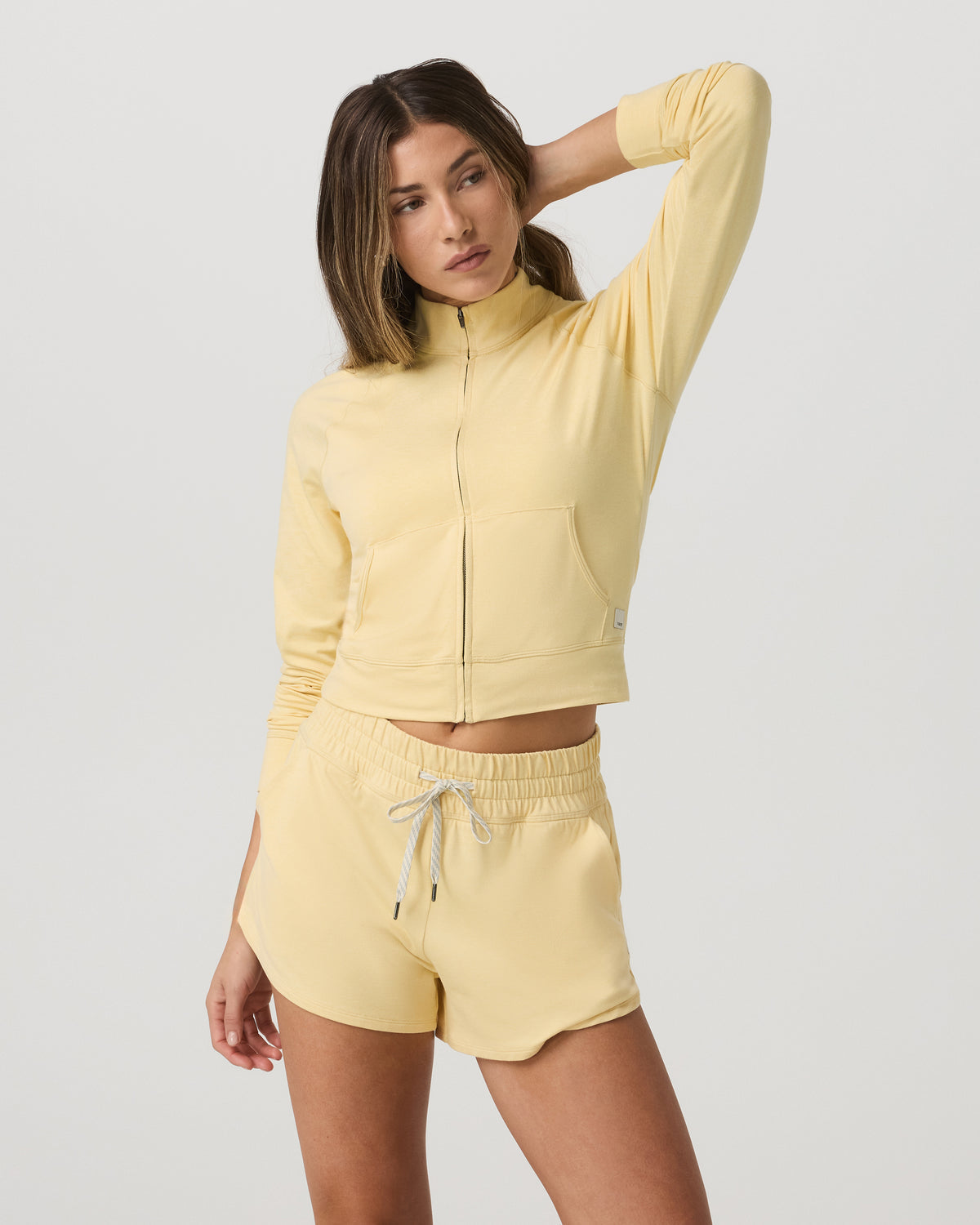 Halo Mini Track Jacket Lemon Snap Heather Cropped Zip-Up - Vuori