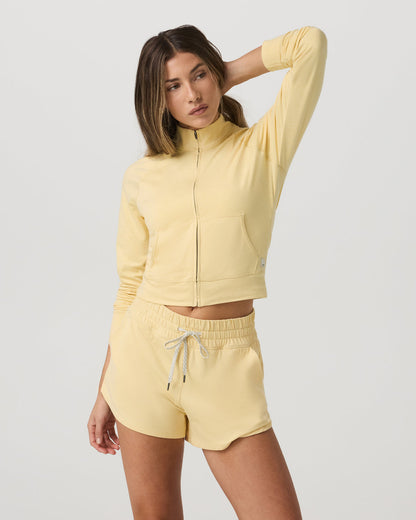 Halo Mini Track Jacket Lemon Snap Heather Cropped Zip-Up - Vuori