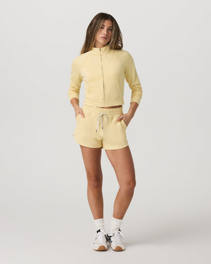 Halo Mini Track Jacket Lemon Snap Heather Cropped Zip-Up - Vuori