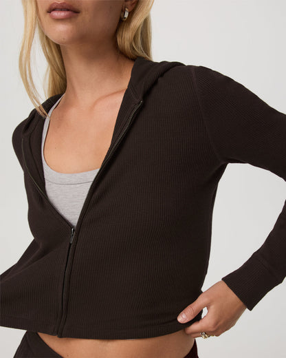 Waffle Full Zip Hoodie Women's Dark Java Hoodie - Vuori