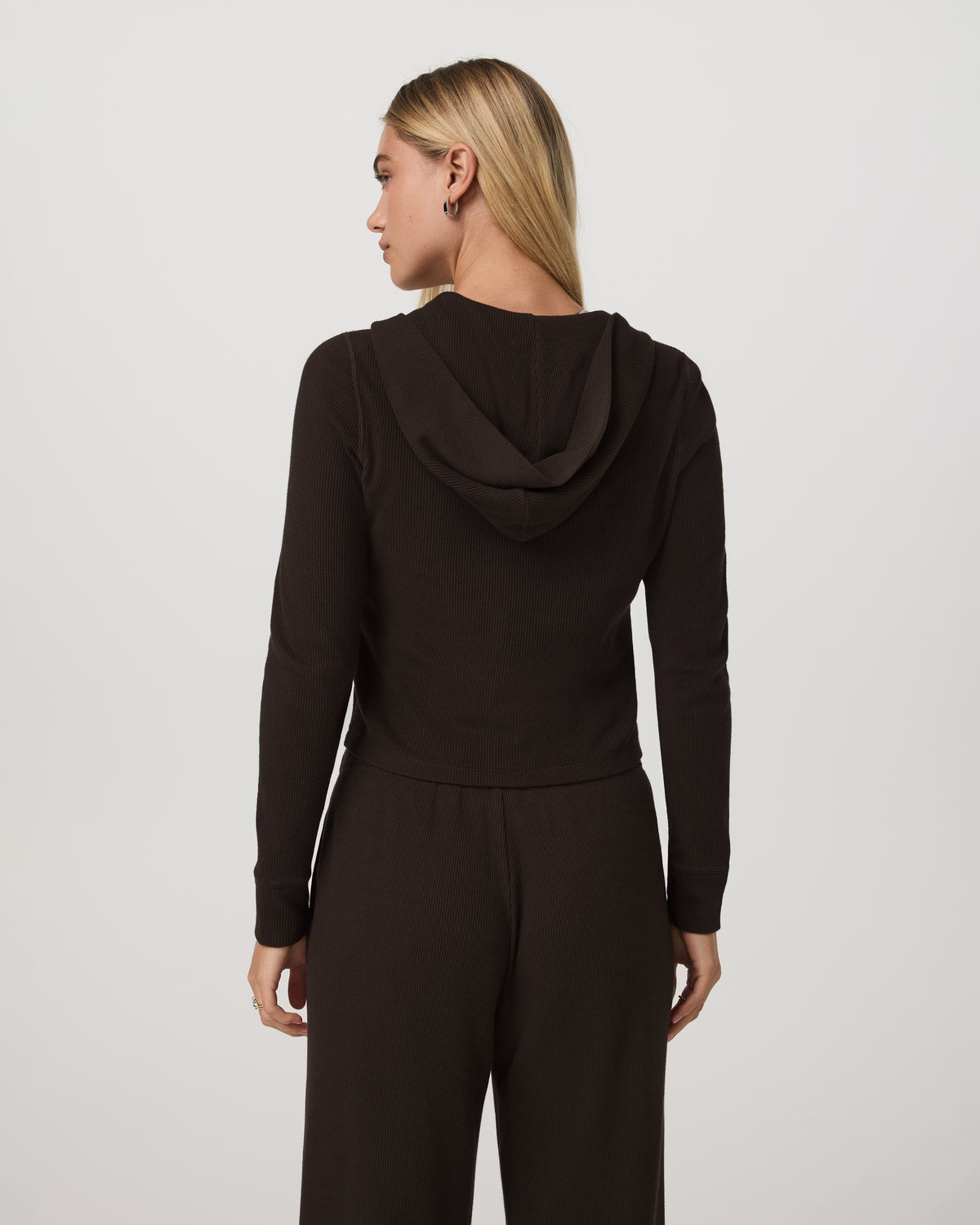 Waffle Full Zip Hoodie Women's Dark Java Hoodie - Vuori