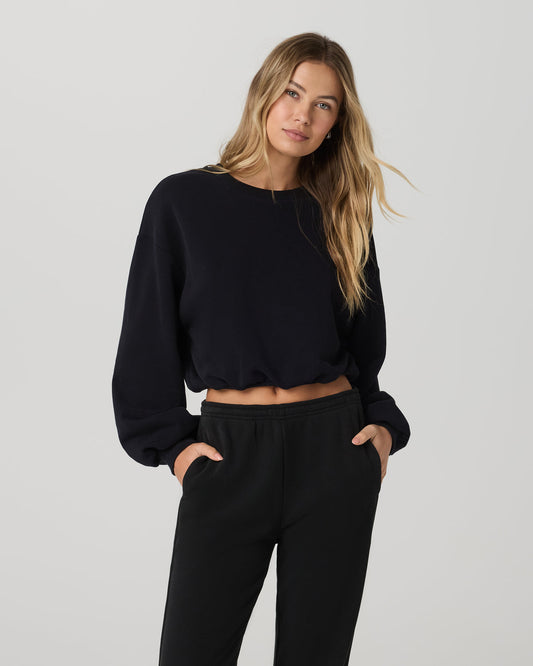 Sedona Bubble Crew Women's Black Pullover Crewneck - Vuori