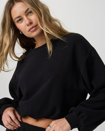Sedona Bubble Crew Women's Black Pullover Crewneck - Vuori