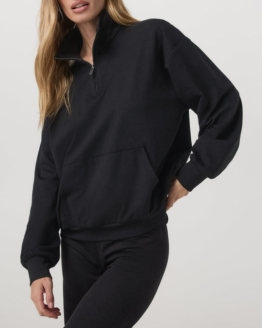 Granite Half Zip Black Heather Pullover Sweatshirt - Vuori