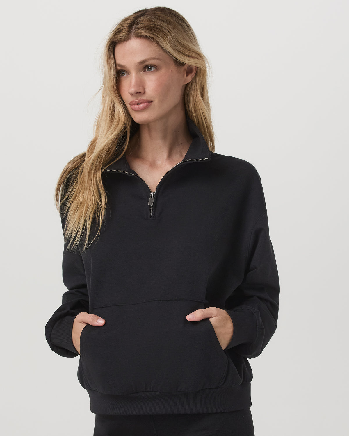 Granite Half Zip Black Heather Pullover Sweatshirt - Vuori