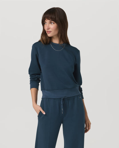 Compose Crew Ocean Blue Pullover Fleece Sweatshirt - Vuori