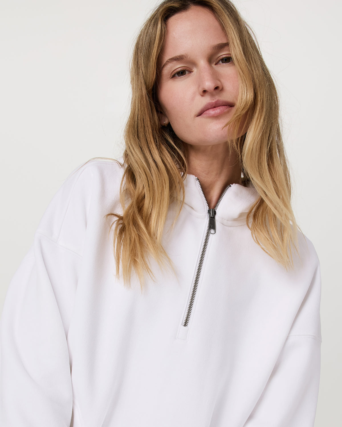 Restore Relaxed Half Zip Hoodie Women's White Pullover - Vuori