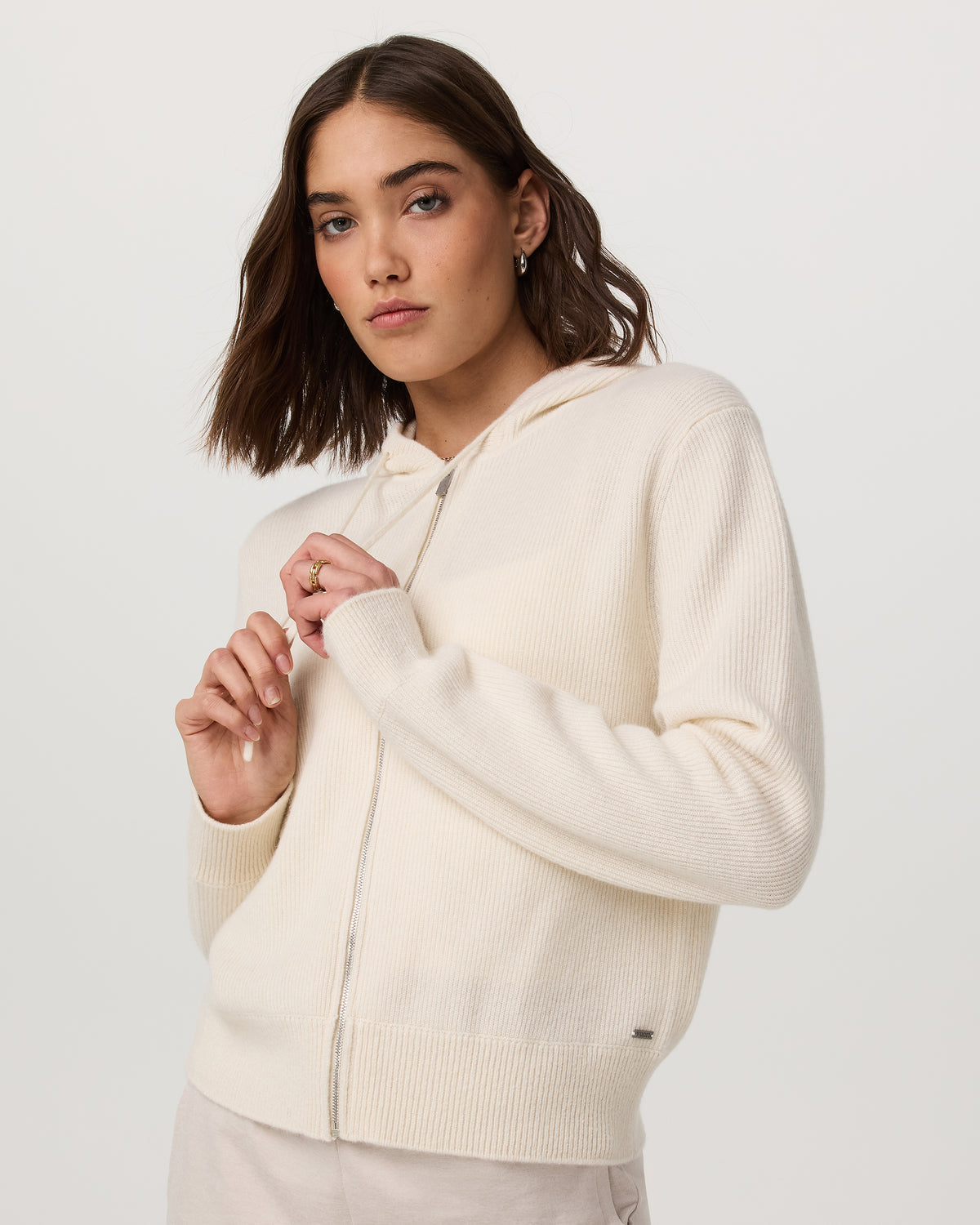 Émilie Cashmere Hoodie Women's Porcelain Zip - Vuori