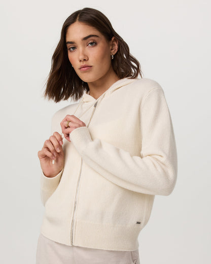 Émilie Cashmere Hoodie Women's Porcelain Zip - Vuori