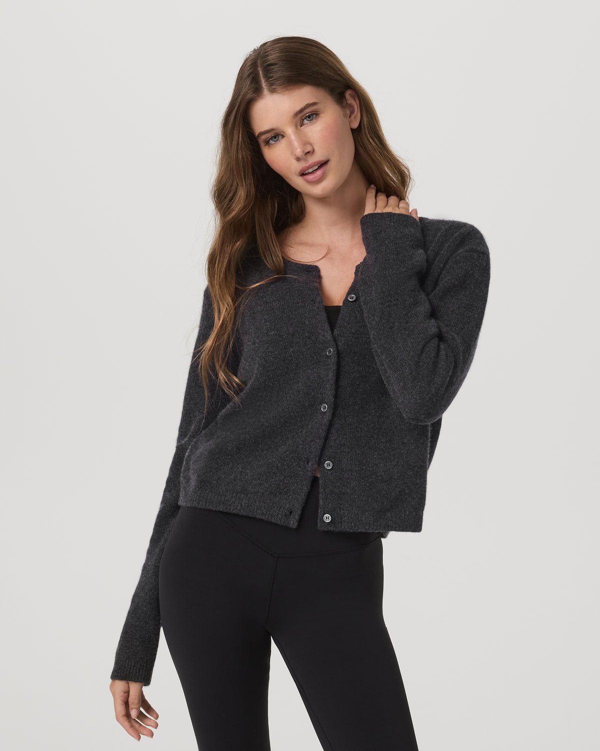 Émilie Cashmere Cardi Women's Charcoal Heather - Vuori