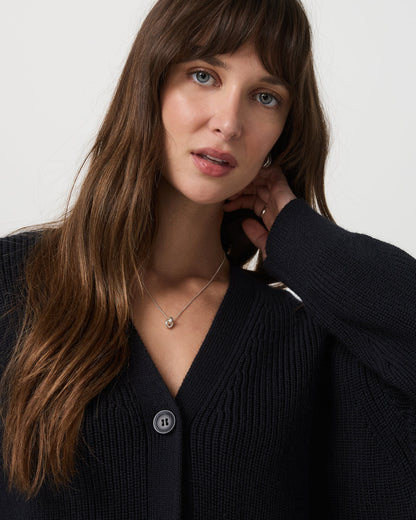 Alps Boyfriend Cardigan Women's Black Knit Sweater - Vuori