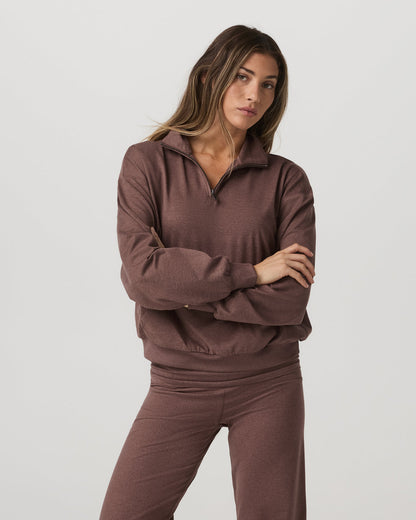 Granite Half Zip Women's Sable Heather Sweatshirt - Vuori