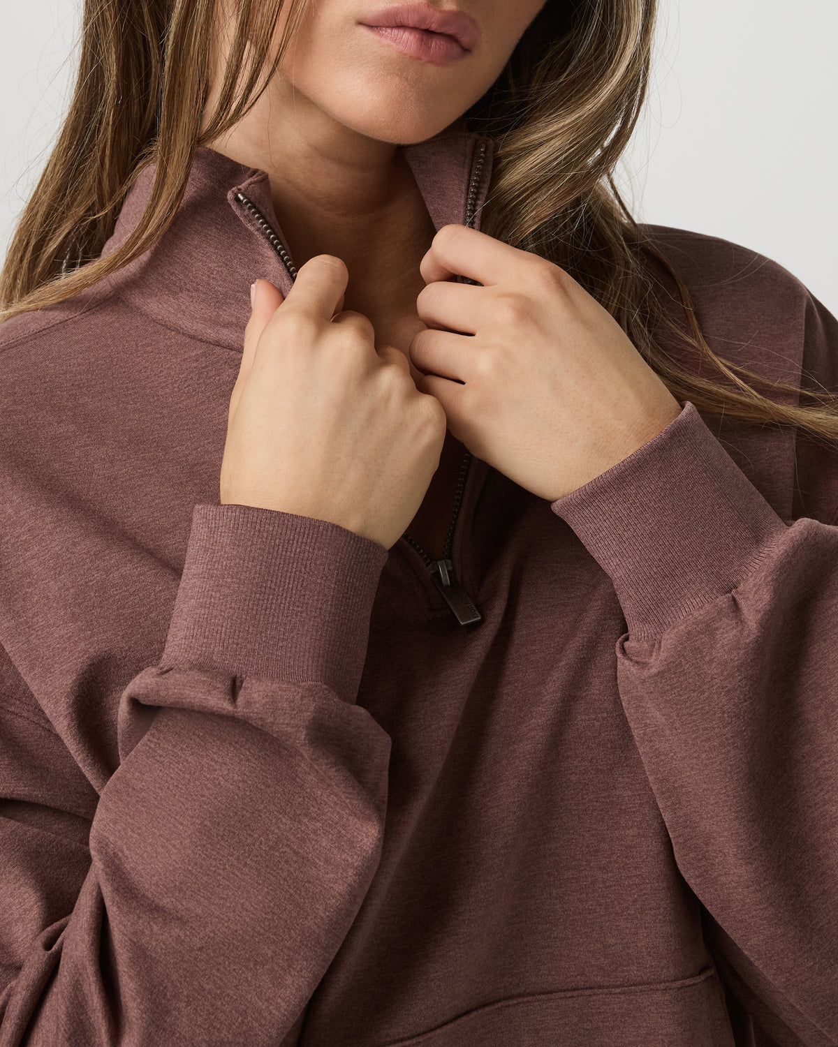 Granite Half Zip Women's Sable Heather Sweatshirt - Vuori