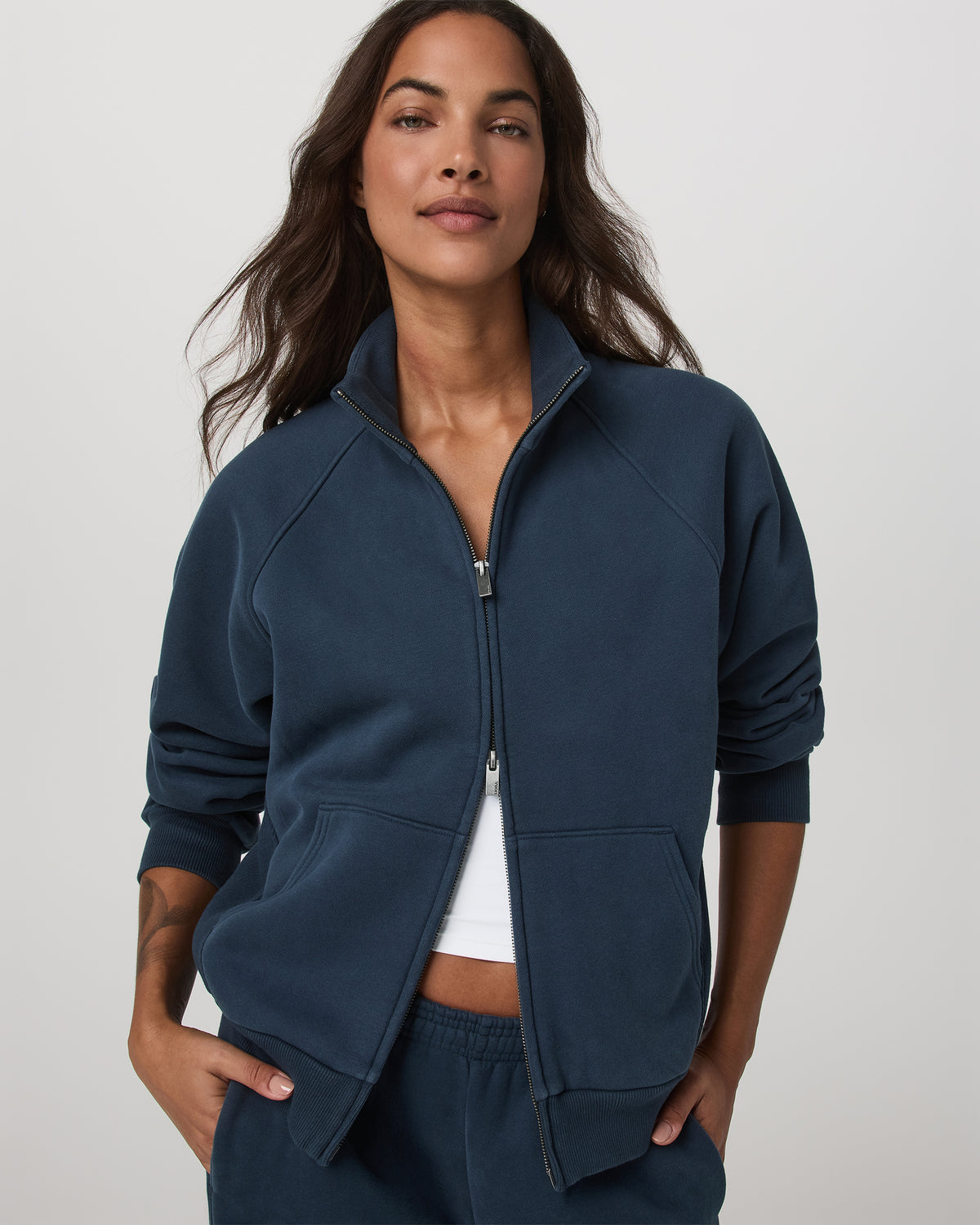 Restore Double Zip Sweatshirt Ocean Blue Full-Zip Fleece - Vuori
