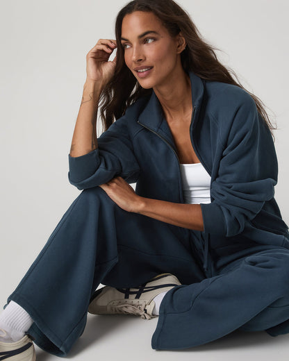 Restore Double Zip Sweatshirt Ocean Blue Full-Zip Fleece - Vuori