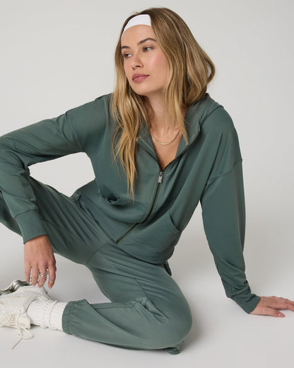 Halo Modern Full Zip Hoodie Women's Agate Green Hoodie - Vuori