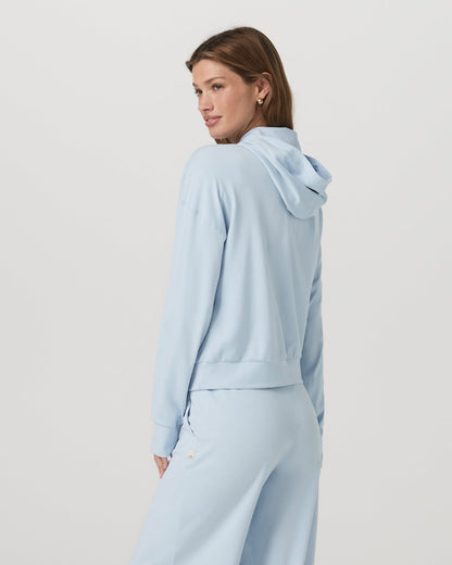 Women's Halo Modern Full Zip Hoodie Soft Sky Heather - Vuori