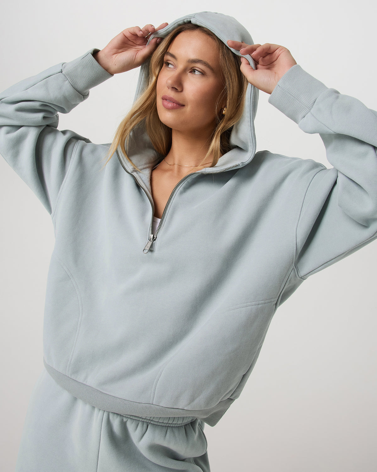 Restore Relaxed Half Zip Hoodie Blue Haze Jacket - Vuori