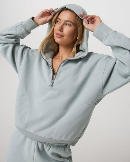 Restore Relaxed Half Zip Hoodie Blue Haze Jacket - Vuori