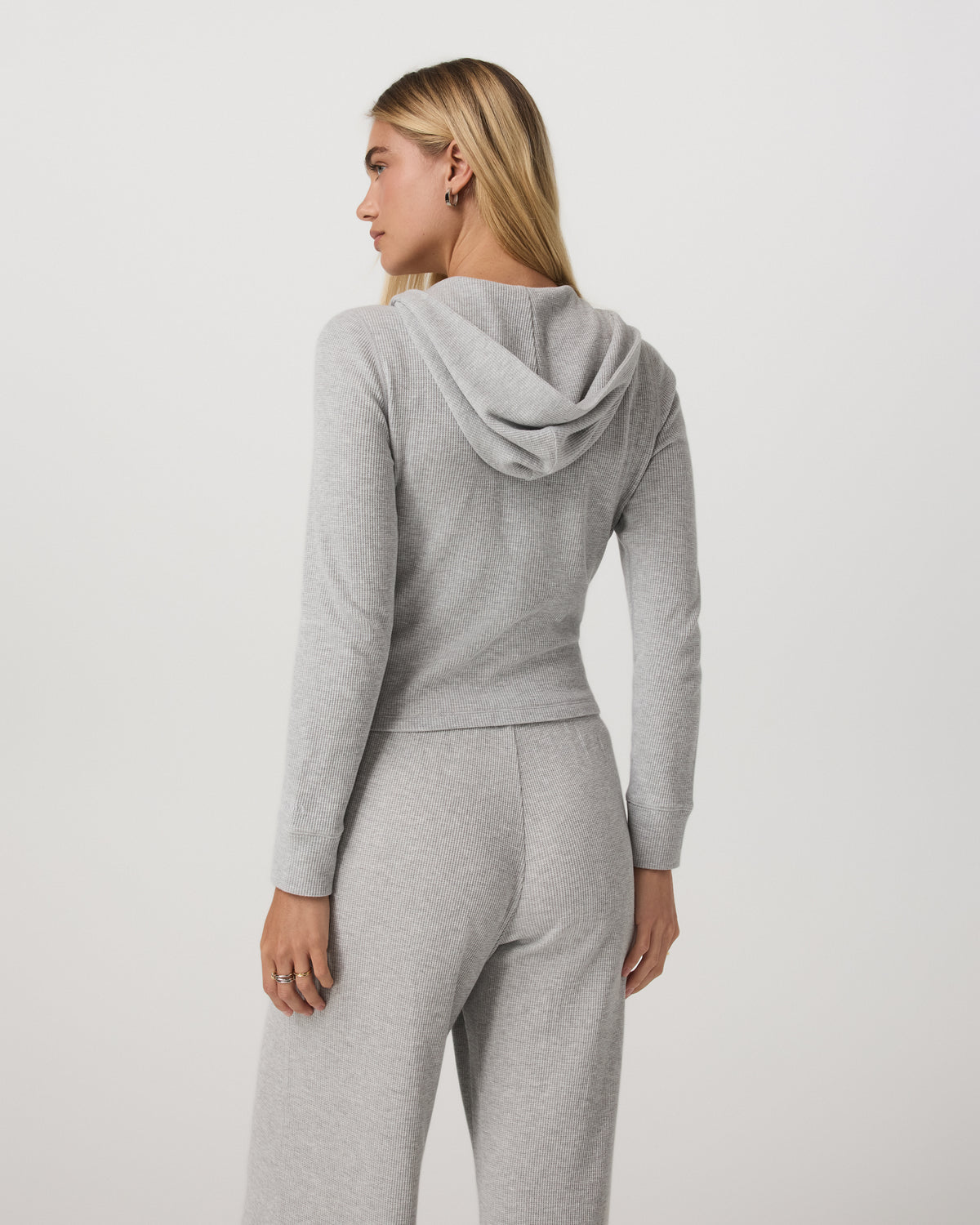 Waffle Full Zip Hoodie Women's Light Grey Hoodie - Vuori