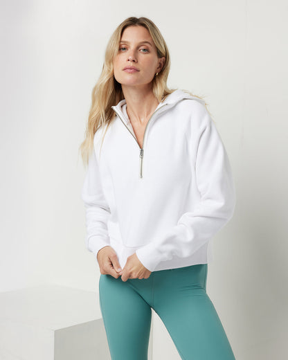 Restore Half Zip Hoodie Women's White Hoodie - Vuori