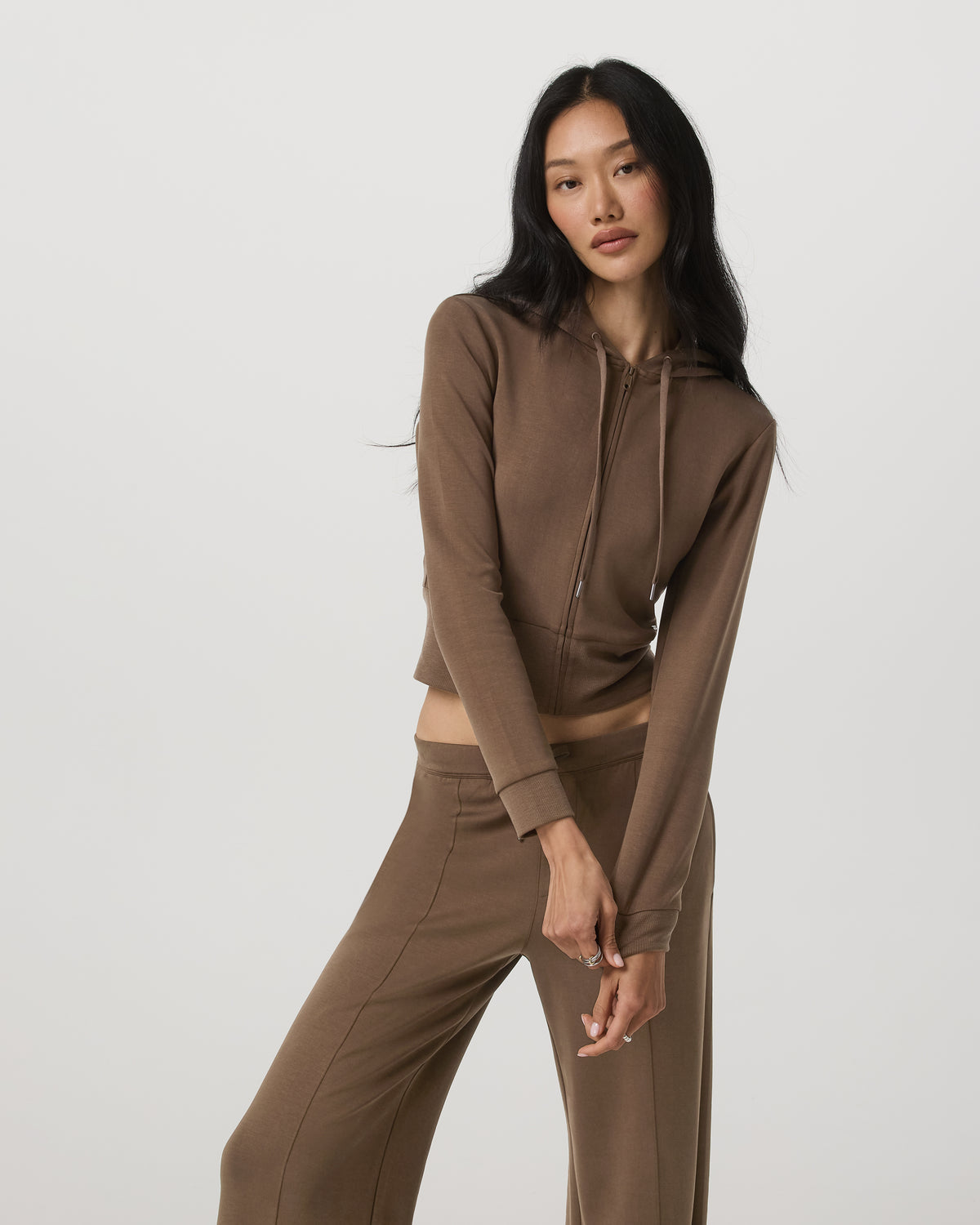 Compose Full Zip Hoodie Women's Espresso Zip-Up Jacket - Vuori