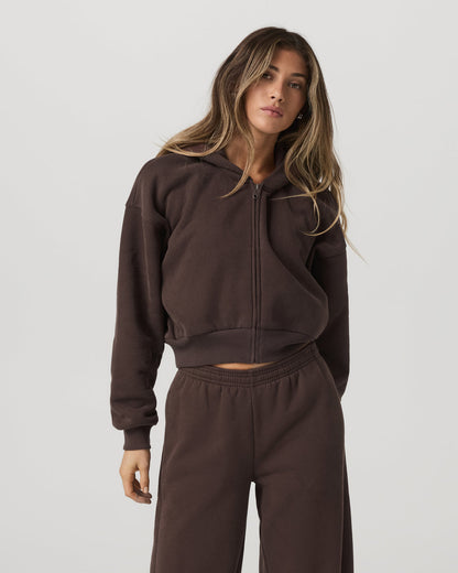 Restore Mini Full Zip Hoodie Women's Java Jacket - Vuori