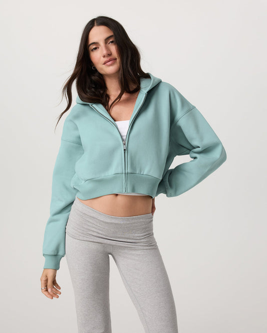 Restore Mini Full Zip Hoodie Women's Sea Spray Jacket - Vuori