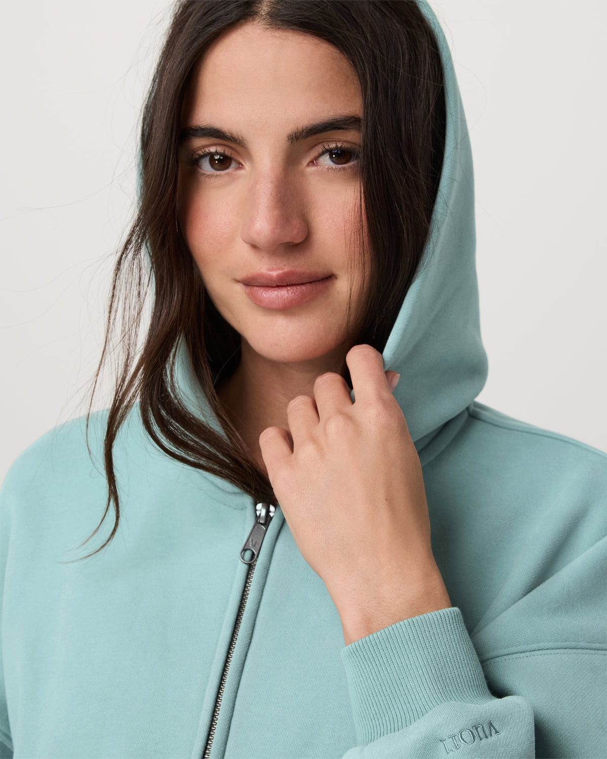 Restore Mini Full Zip Hoodie Women's Sea Spray Jacket - Vuori