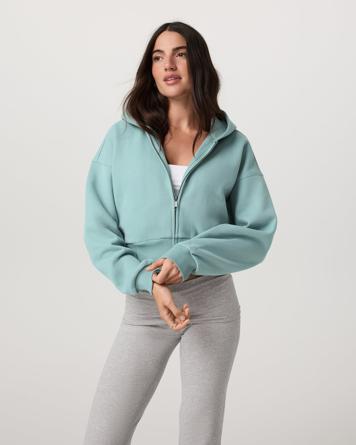 Restore Mini Full Zip Hoodie Women's Sea Spray Jacket - Vuori
