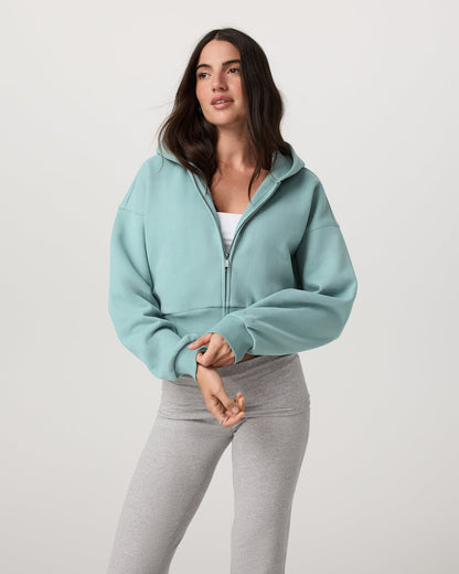 Restore Mini Full Zip Hoodie Women's Sea Spray Jacket - Vuori