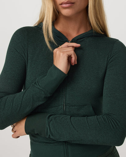 Halo Mini FZ Hoodie Women's Evergreen Heather Hoodie - Vuori