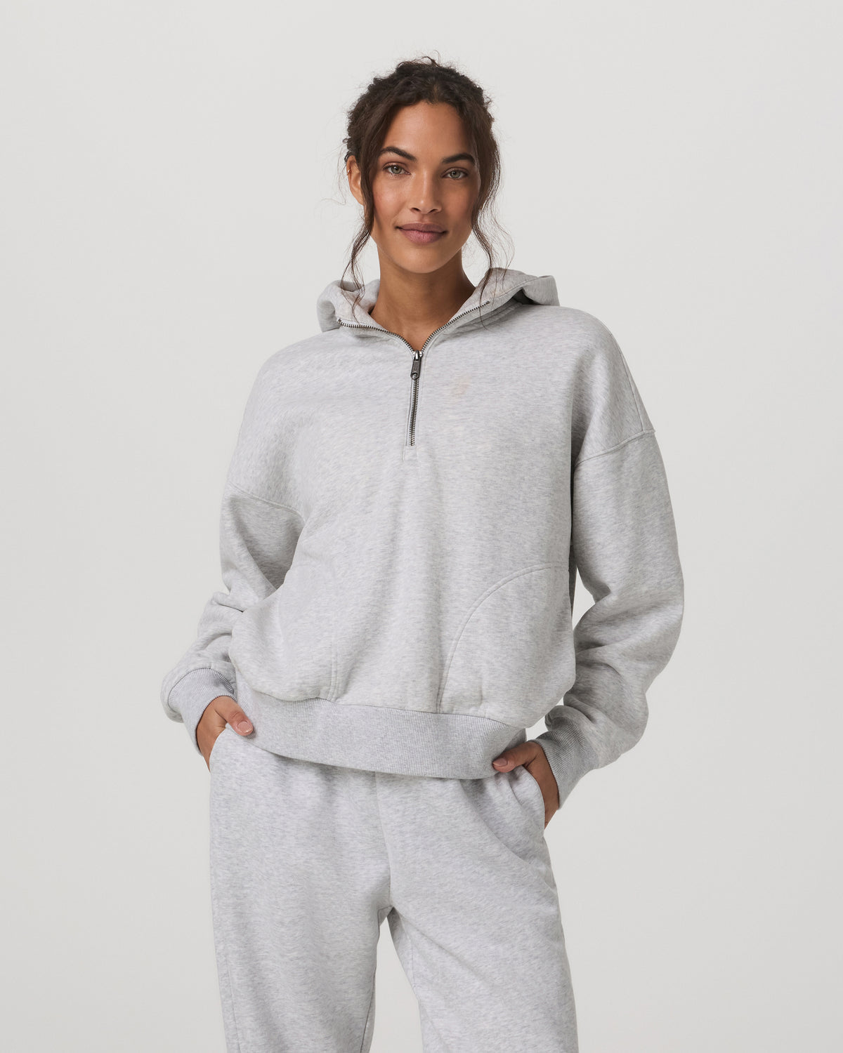 Restore Relaxed Half Zip Hoodie Pale Grey Jacket - Vuori