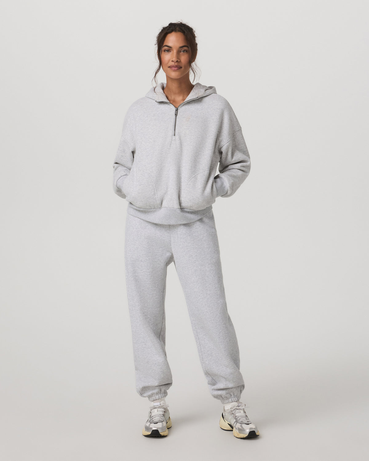 Restore Relaxed Half Zip Hoodie Pale Grey Jacket - Vuori