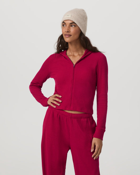 Waffle Full Zip Hoodie Women's Strawberry Hoodie - Vuori