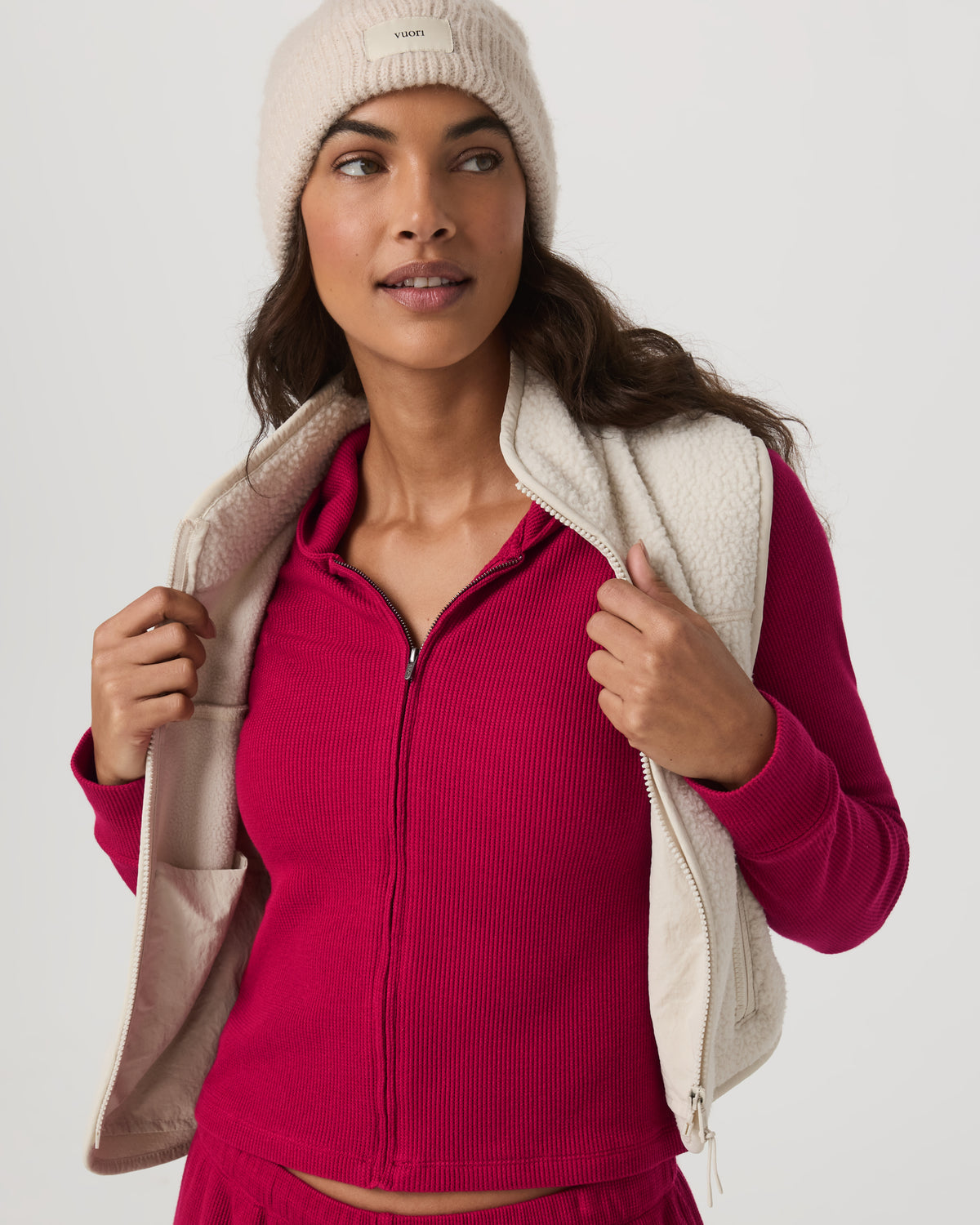 Waffle Full Zip Hoodie Women's Strawberry Hoodie - Vuori
