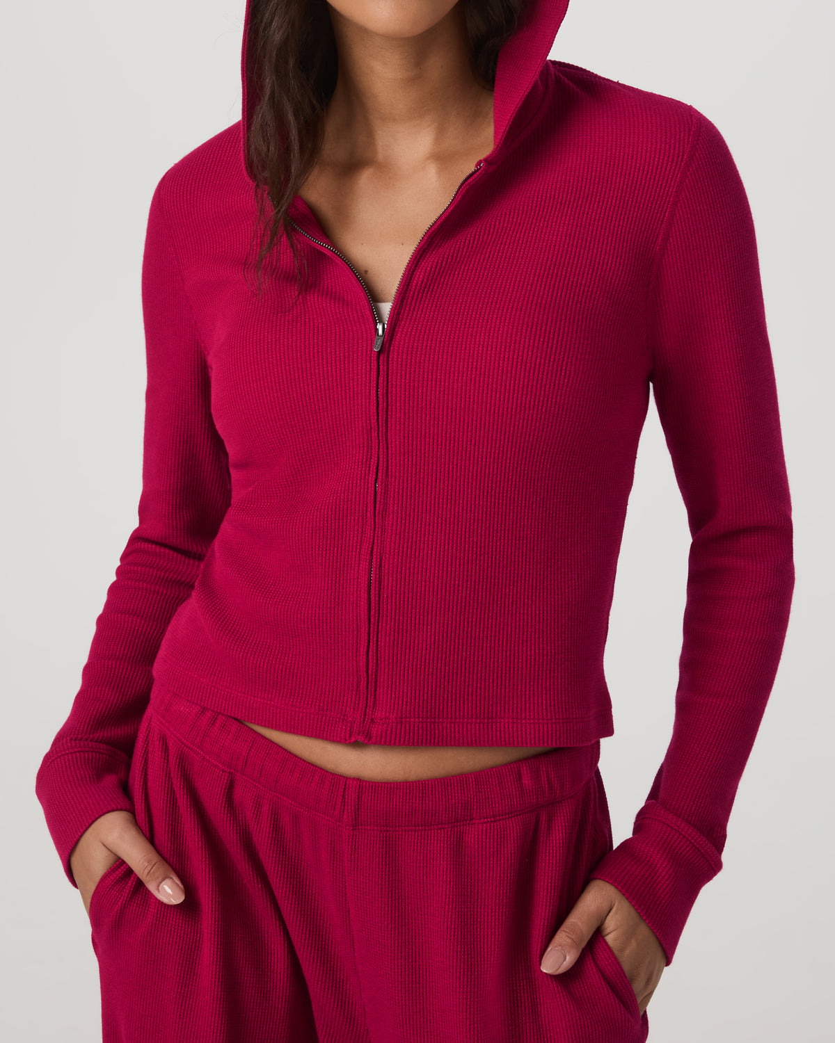 Waffle Full Zip Hoodie Women's Strawberry Hoodie - Vuori