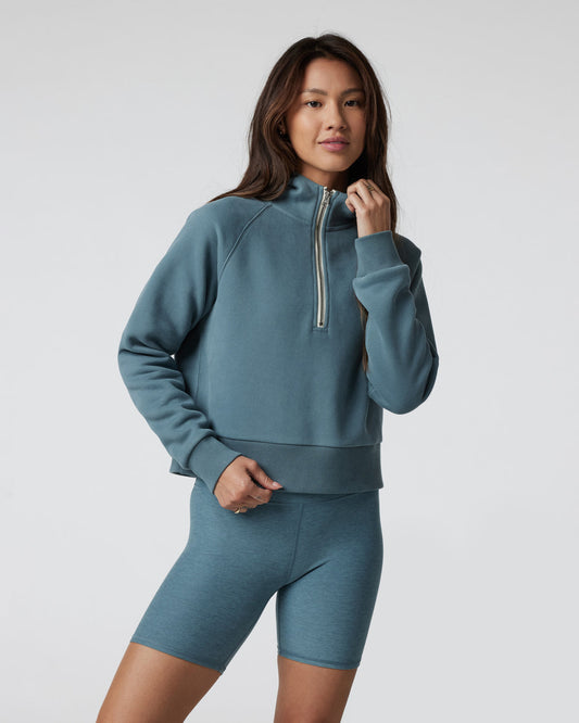 Restore Half Zip Hoodie Women's Smoke Blue Hoodie - Vuori