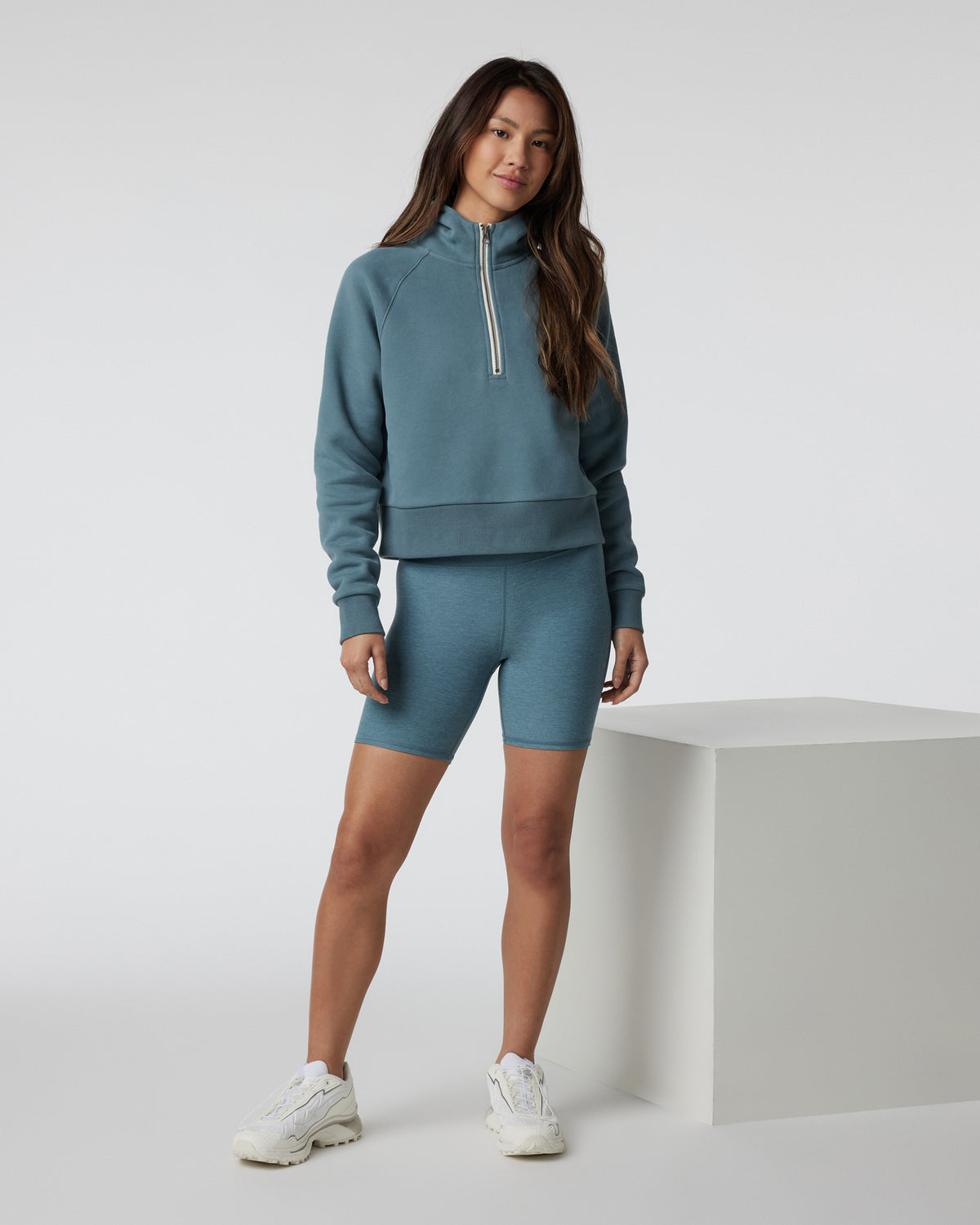 Restore Half Zip Hoodie Women's Smoke Blue Hoodie - Vuori