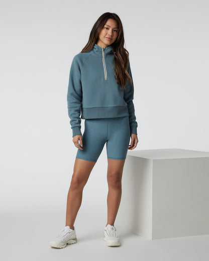 Restore Half Zip Hoodie Women's Smoke Blue Hoodie - Vuori